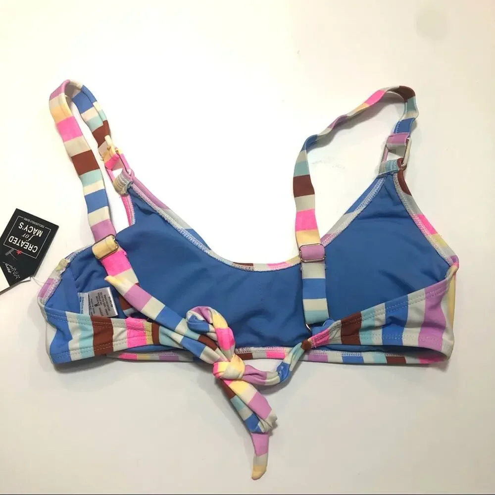 California Waves striped bralette swim top Lg